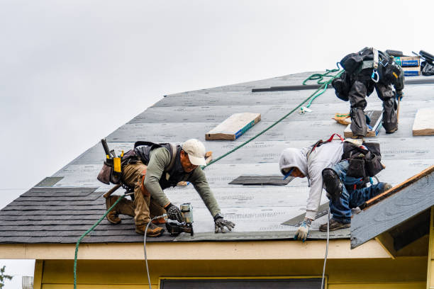 Professional Gutter Installation technician working in Hull, MA